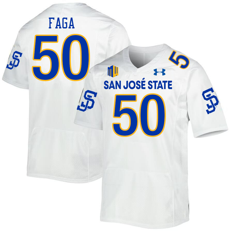 #50 Gafa Faga SJSU Jersey,San Jose State Spartans Football Jersey College Uniforms-White